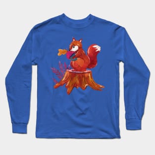 Squirrel Painting Hand Drawn Long Sleeve T-Shirt